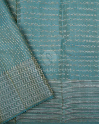 Bronze and Pastel Blue Kanjivaram Silk Saree - D507(C) - View 2