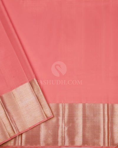 Peachy Pink Kanjivaram Silk Saree - S856 - View 4