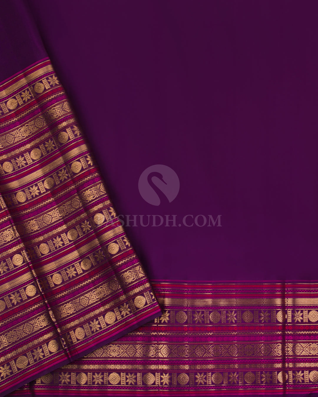 Peach & Violet  Zari Kanjivaram Silk Broad Border Saree - S816 - View 3