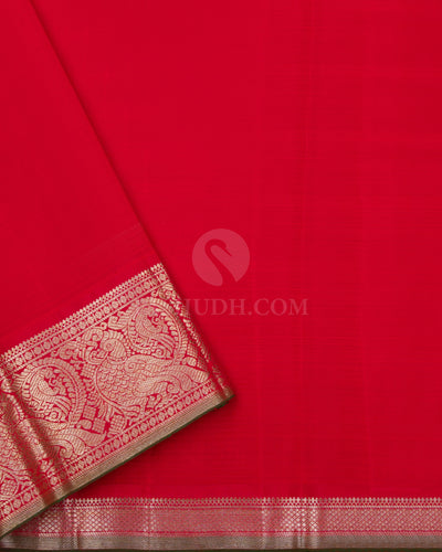 Yellow & Red  Zari Kanjivaram Silk Saree - S813 - View 4