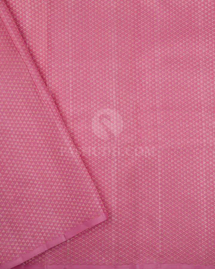 Mild Gold & Pink Organza Kanjivaram Silk Saree - S1124(A) - View 3