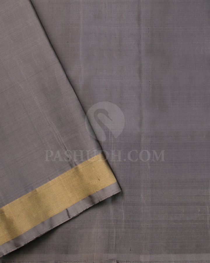 Royal Blue And Greige Soft Silk Saree - C70