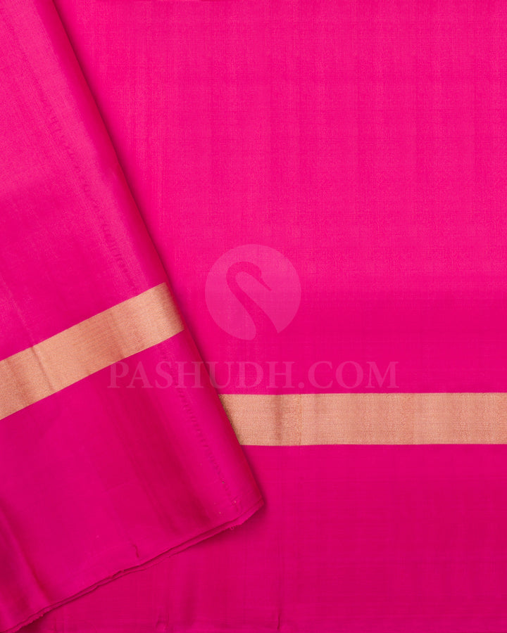 Neon Green And Rani Pink Soft Silk Saree - C80