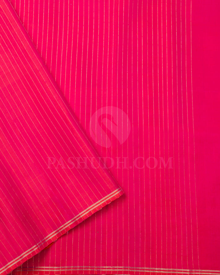 Green And Rani Pink Soft Silk Saree - C85