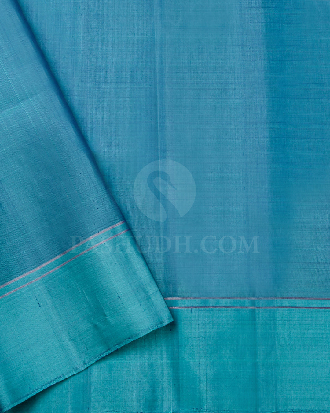 Dark Grey And Sky Blue Soft Silk Saree - C89