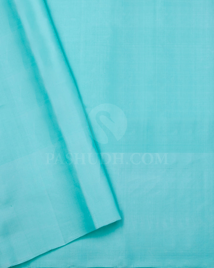 Grey and Sky Blue Soft Silk Saree - C36