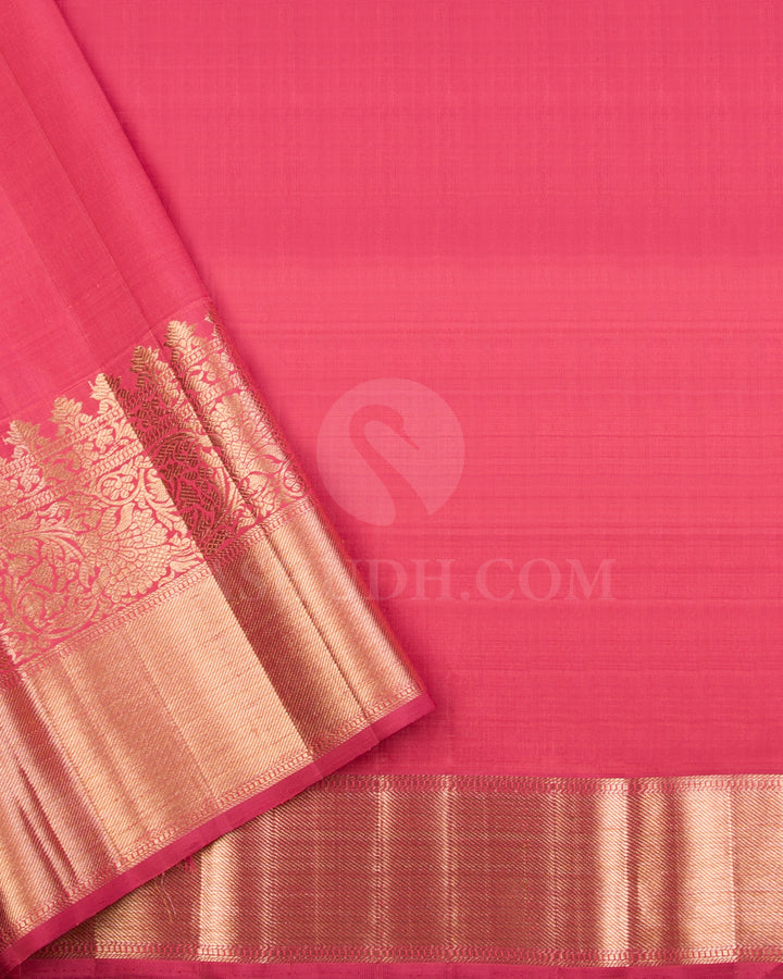 Gold Silver And Pink Organza Kanjivaram Silk Saree - S1294(A)