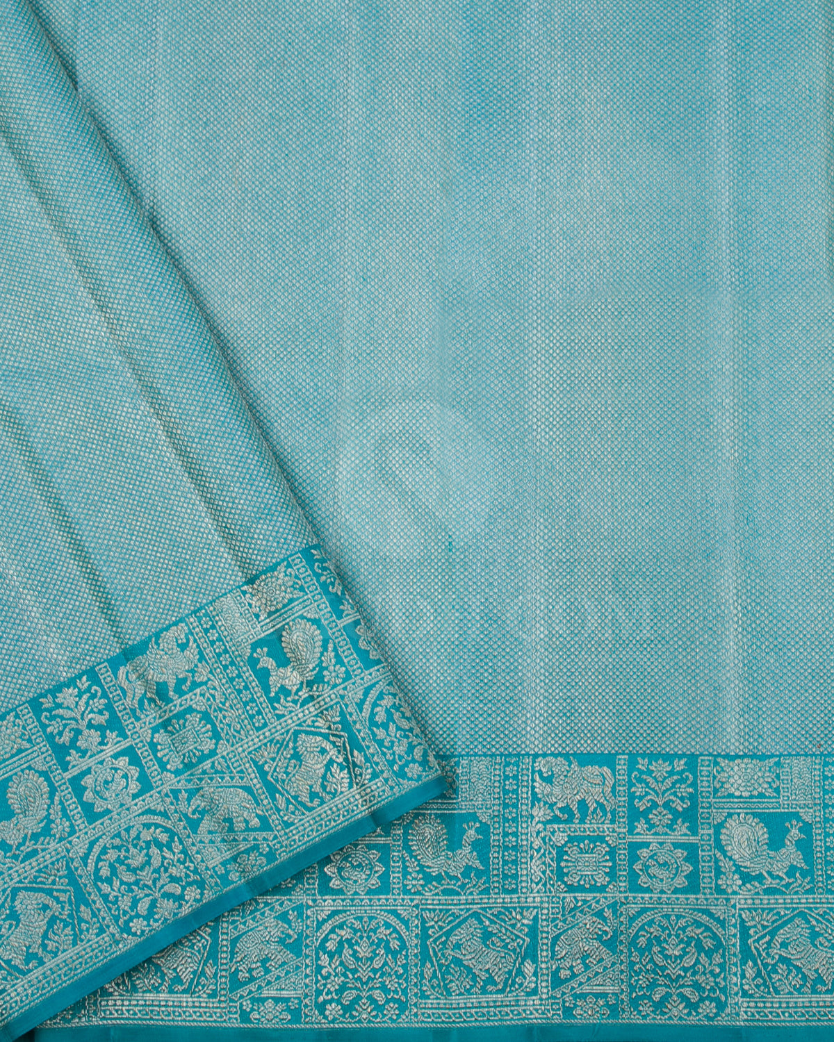 Teal Blue And Sky Blue Kanjivaram Silk Saree - D566(B)