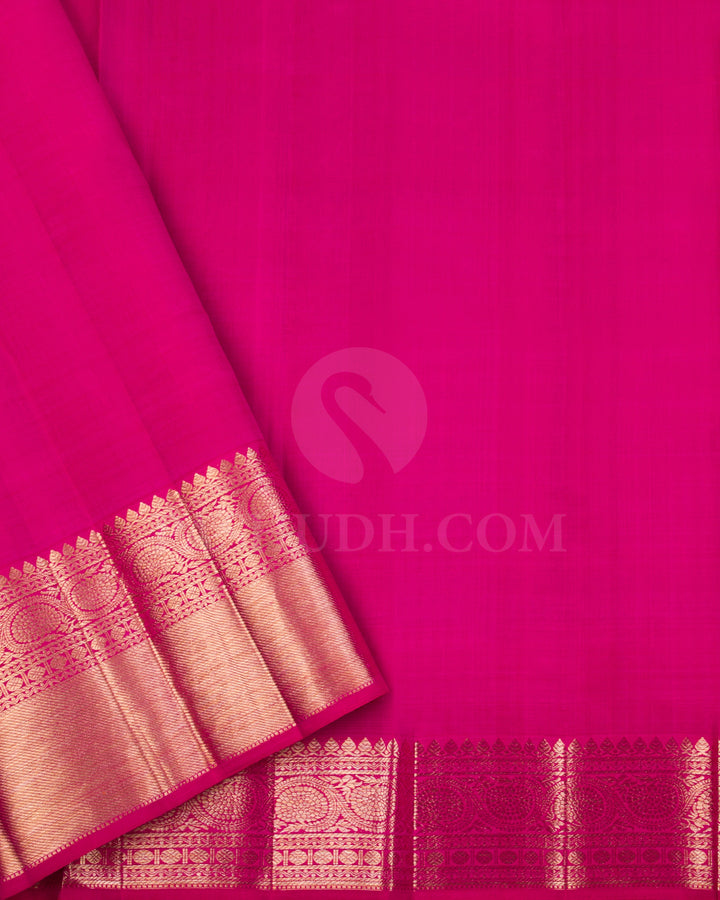 Turquoise Blue And Rani Pink Kanjivaram Silk Saree - S1093(B)