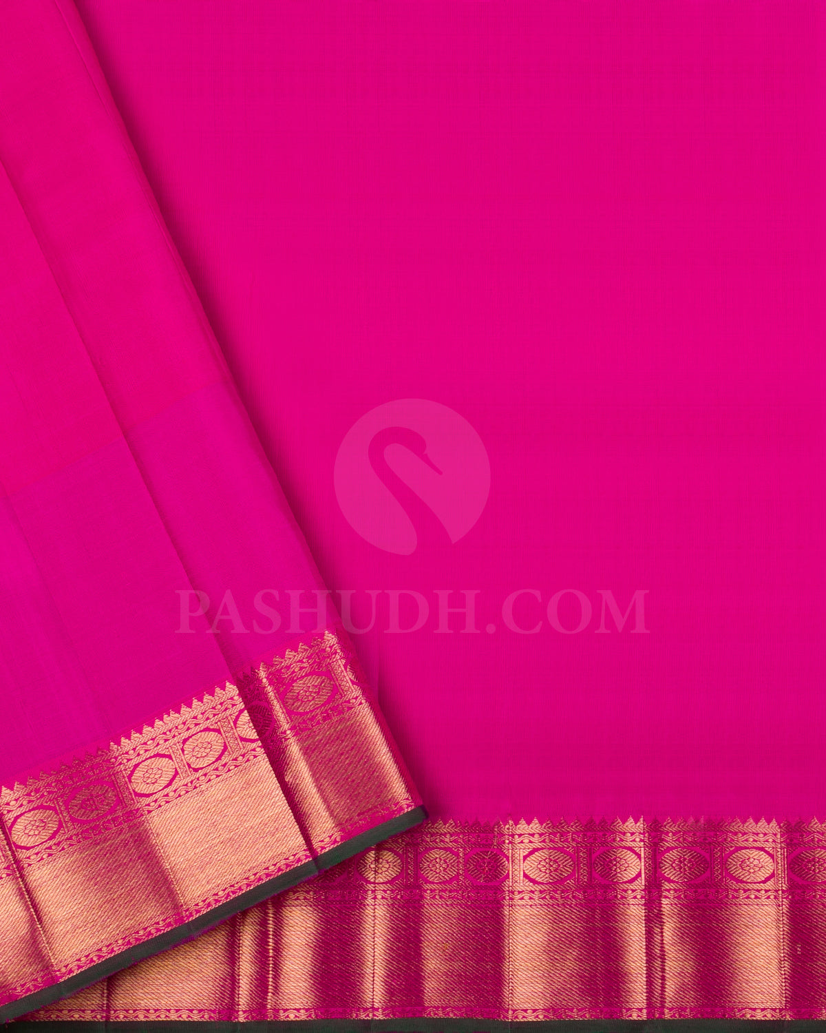 Beige And Rani Pink Kanjivaram Silk Saree - S1232(B)