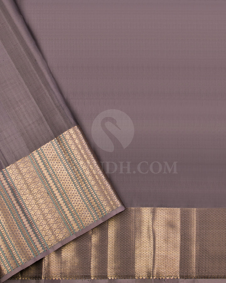 Deep Egg Plant And Greige Kanjivaram Silk Saree - D572(B)