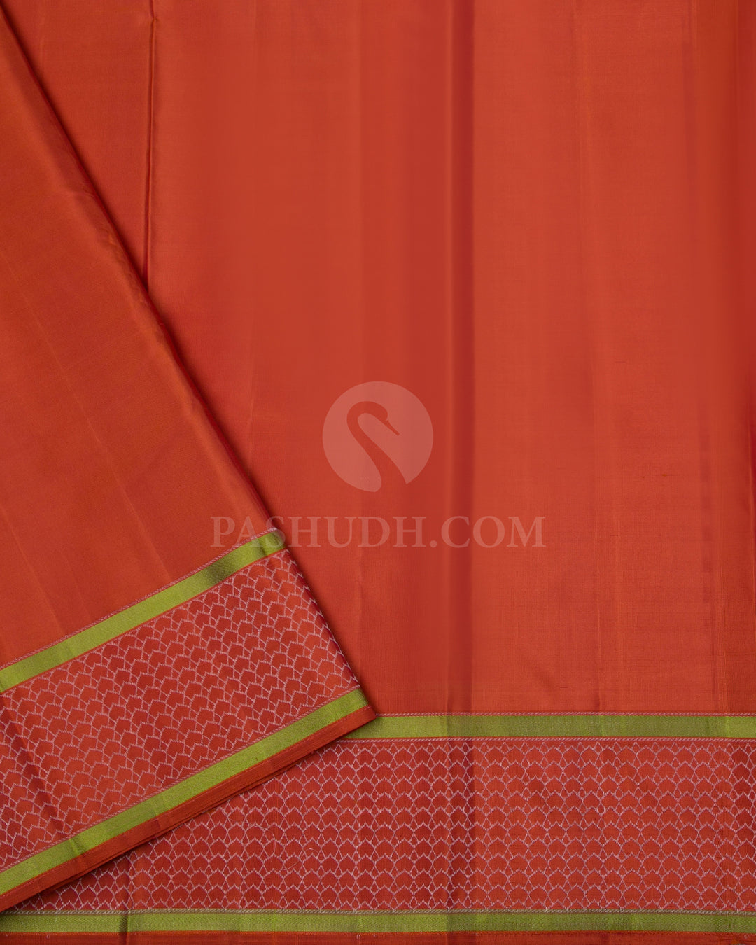 Golden Yellow & Rust Orange Kanjivaram Silk Saree - DJ277(B) - View 2