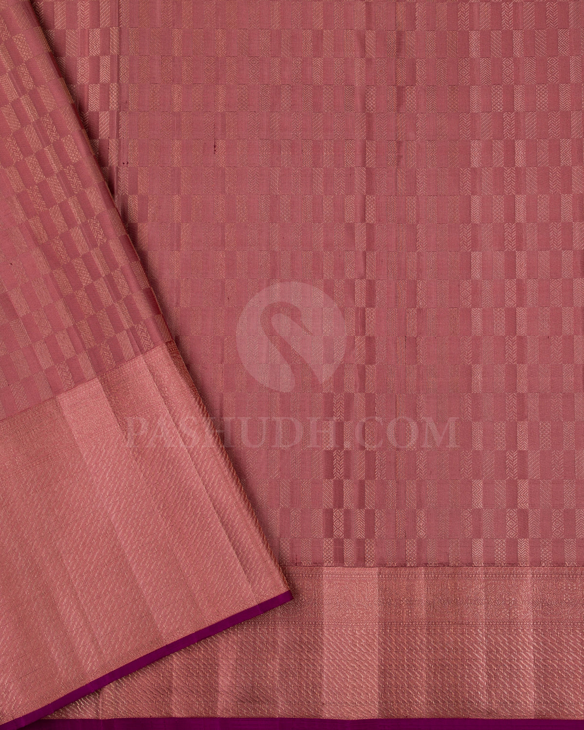 Aubergine And Peach Kanjivaram Silk Saree - D586(A)