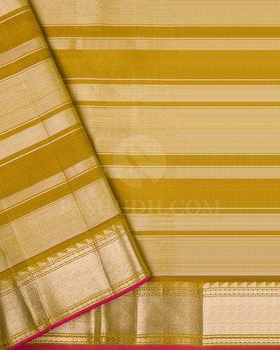 Lemon Yellow, Pear Green And Mustard Kanjivaram Silk Saree - S1324(A)