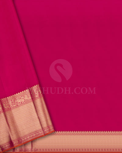 Silver Gold And Pink Organza Shimmer Kanjivaram Silk Saree - S1156(B)