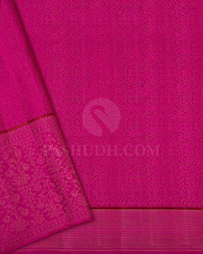 Beige And Rani Pink Kanjivaram Silk Saree - DJ320(E)