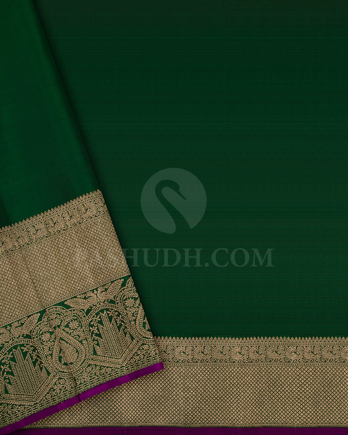 Orange And Forest Green Kanjivaram Silk Saree - S1259(C)