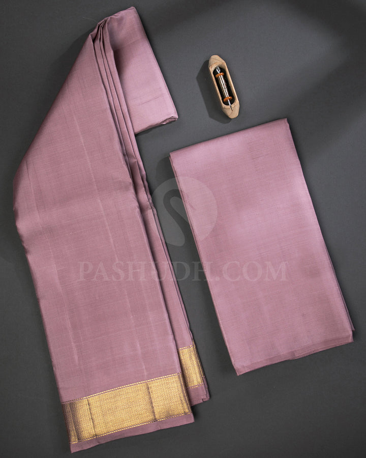Lavender Silk Dhoti And Unstitched Lavender Silk Shirt Fabric Set - V17