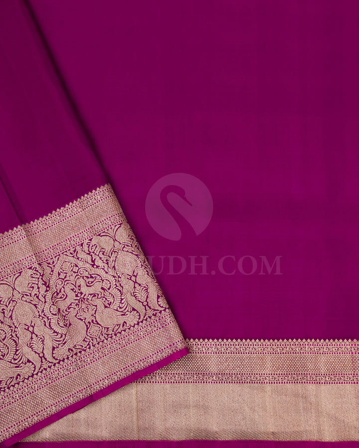 Orange And Violet Kanjivaram Silk Saree - S1234(B)