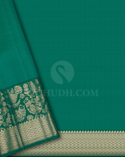 Sea Green And Forest Green Kanjivaram Silk Saree - DT291(A)