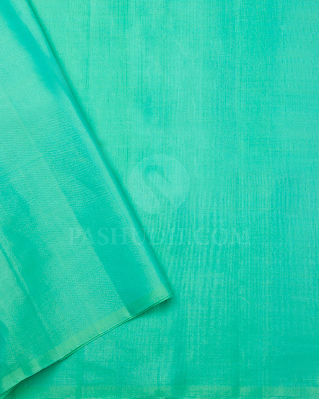 Light Brown And Mint Green Soft Silk Saree - C55