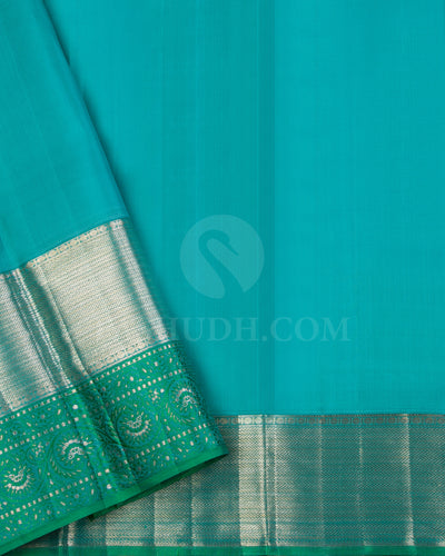 Sky Blue And Light Green Kanjivaram Silk Saree - DT290(A)