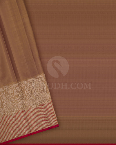 Red Blue Ombre And Khaki Kanjivaram Silk Saree - S1309(A)