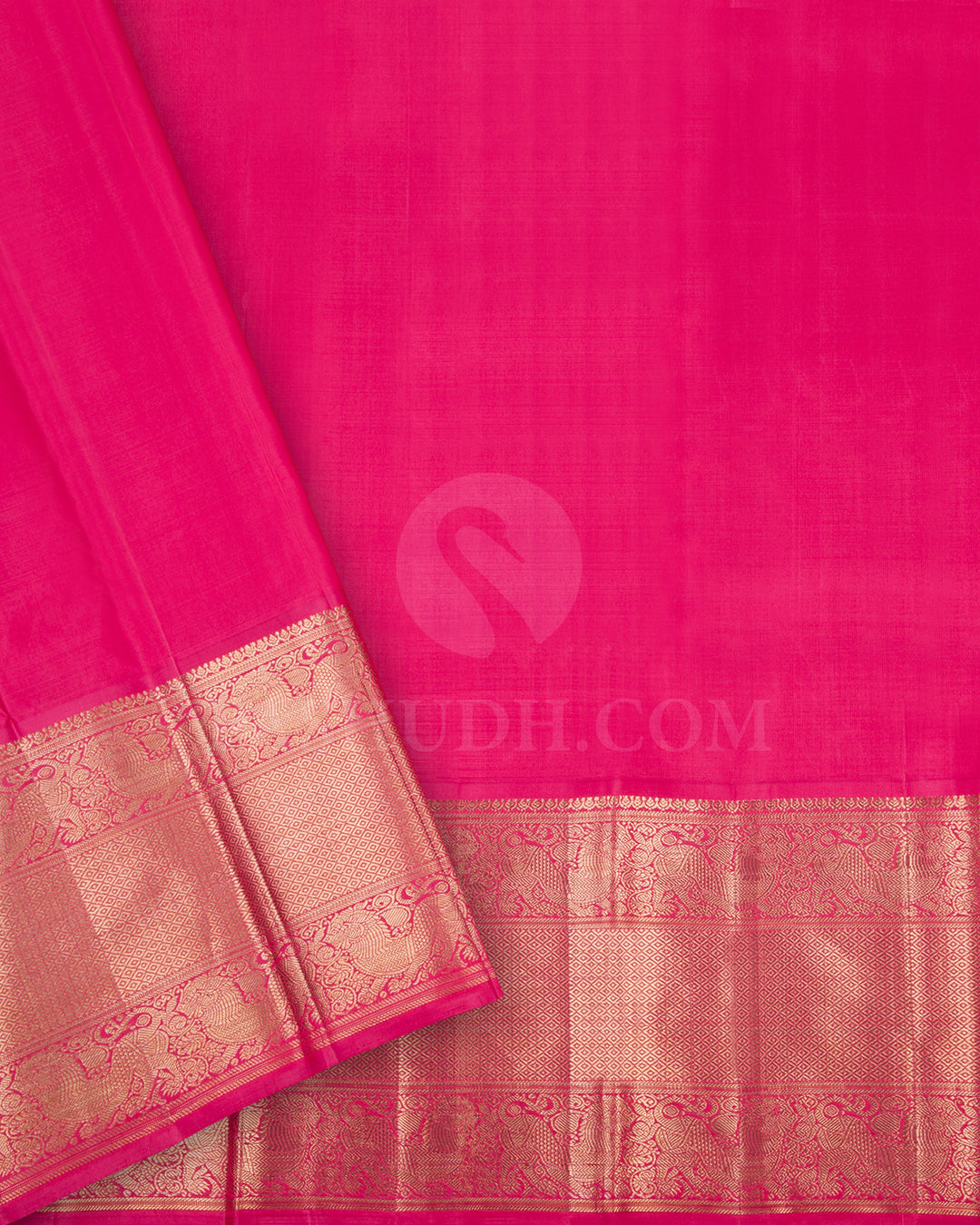 Golden Beige And Punch Pink Kanjivaram Silk Saree - S1315(A)