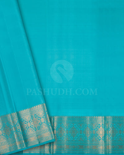 Teal Blue Kanjivaram Silk Saree - DJ323(B)