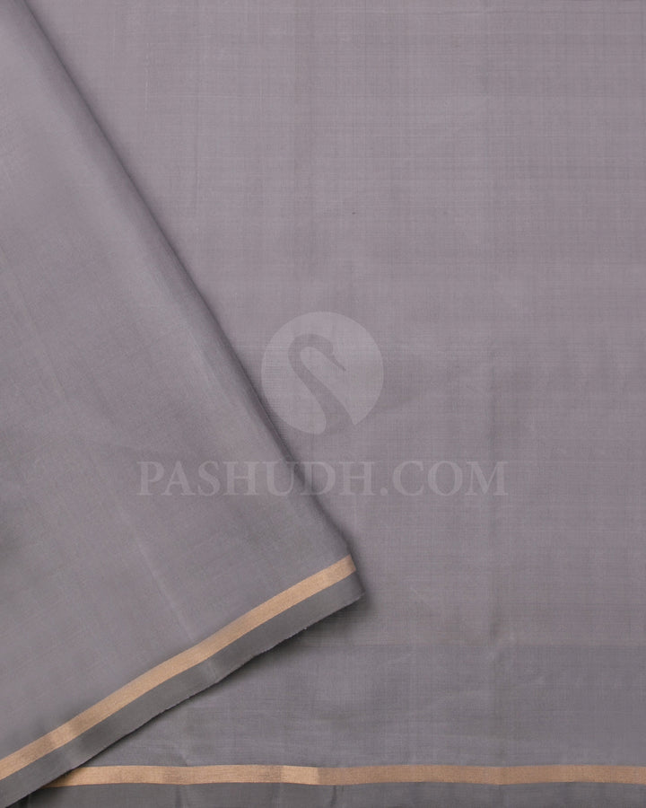 Red And Grey Soft Silk Saree - C57