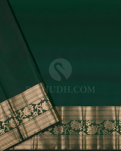 Peachy Pink And Dark Green Kanjivaram Silk Saree - S1303(A)