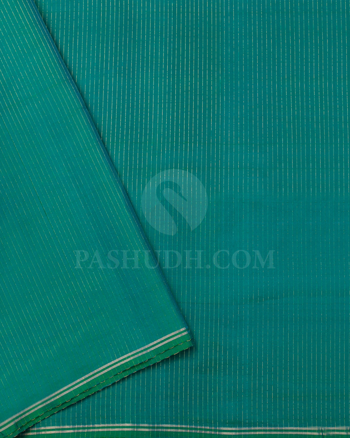 Sky Blue And Bottle Green Soft Silk Saree - C56