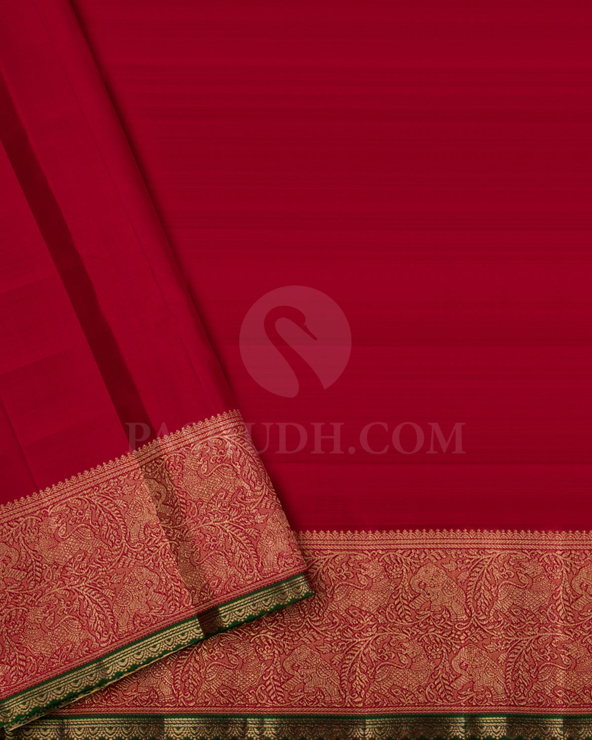 Ivory And Red Kanjivaram Silk Saree - S1276(A)