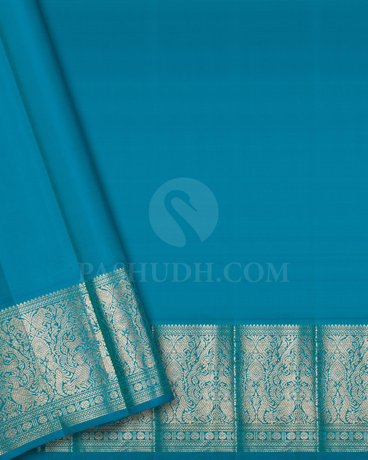 Mustard Yellow And Anandha Blue Kanjivaram Silk Saree - S1227(C)