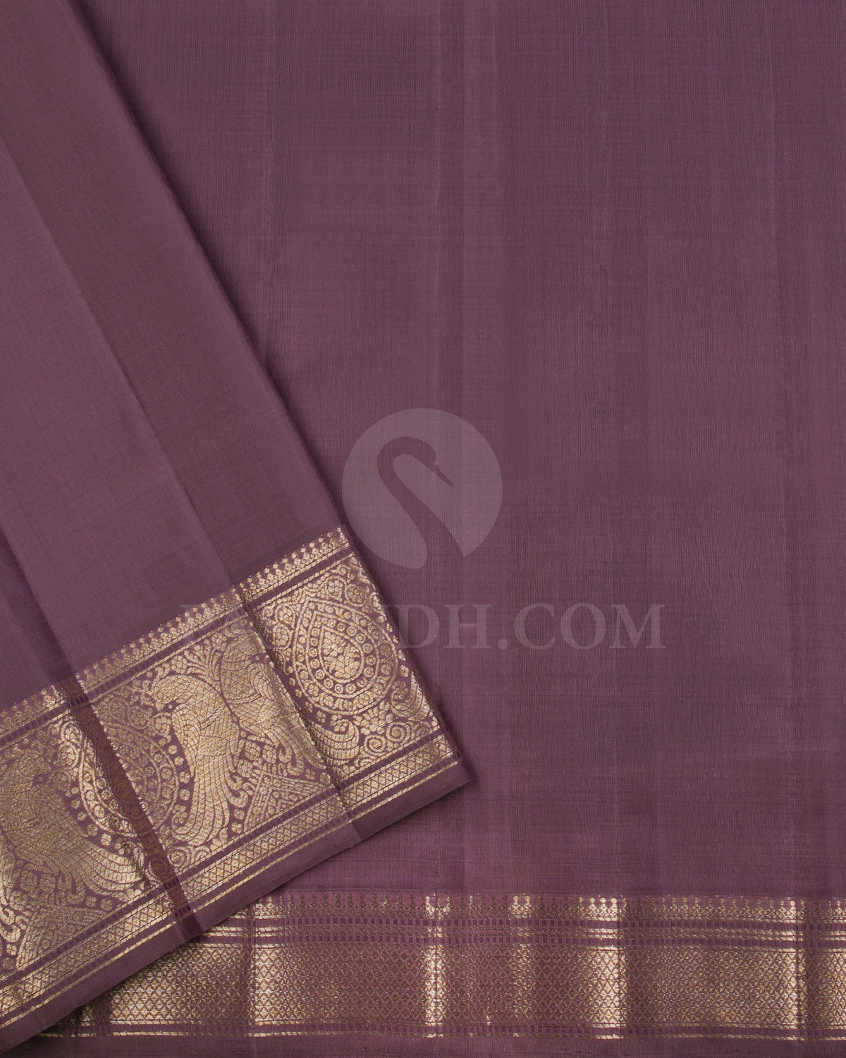 White And Heather Purple Kanjivaram Silk Saree - S1295(A)