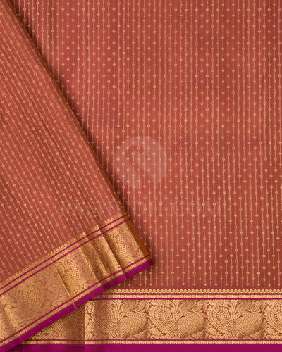 Caramel Brown And Rani Pink Kanjivaram Silk Saree - S1306(B)