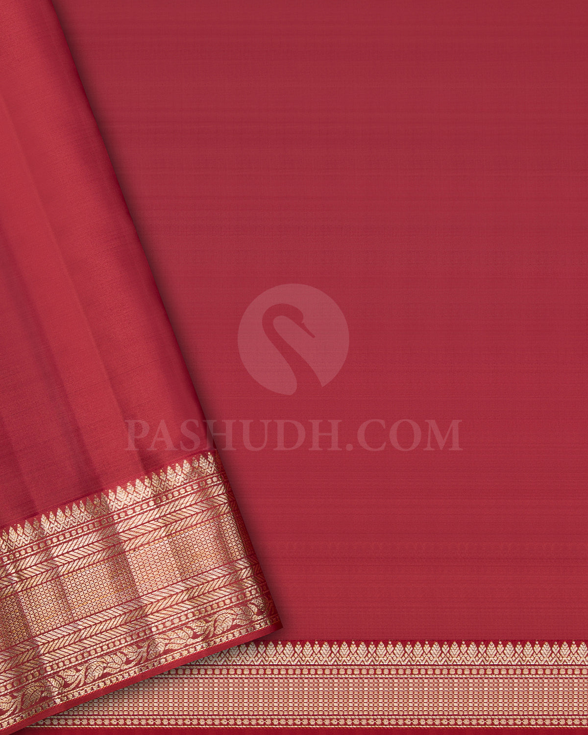 Burgundy And Rust Orange Kanjivaram Silk Saree - D589(A)