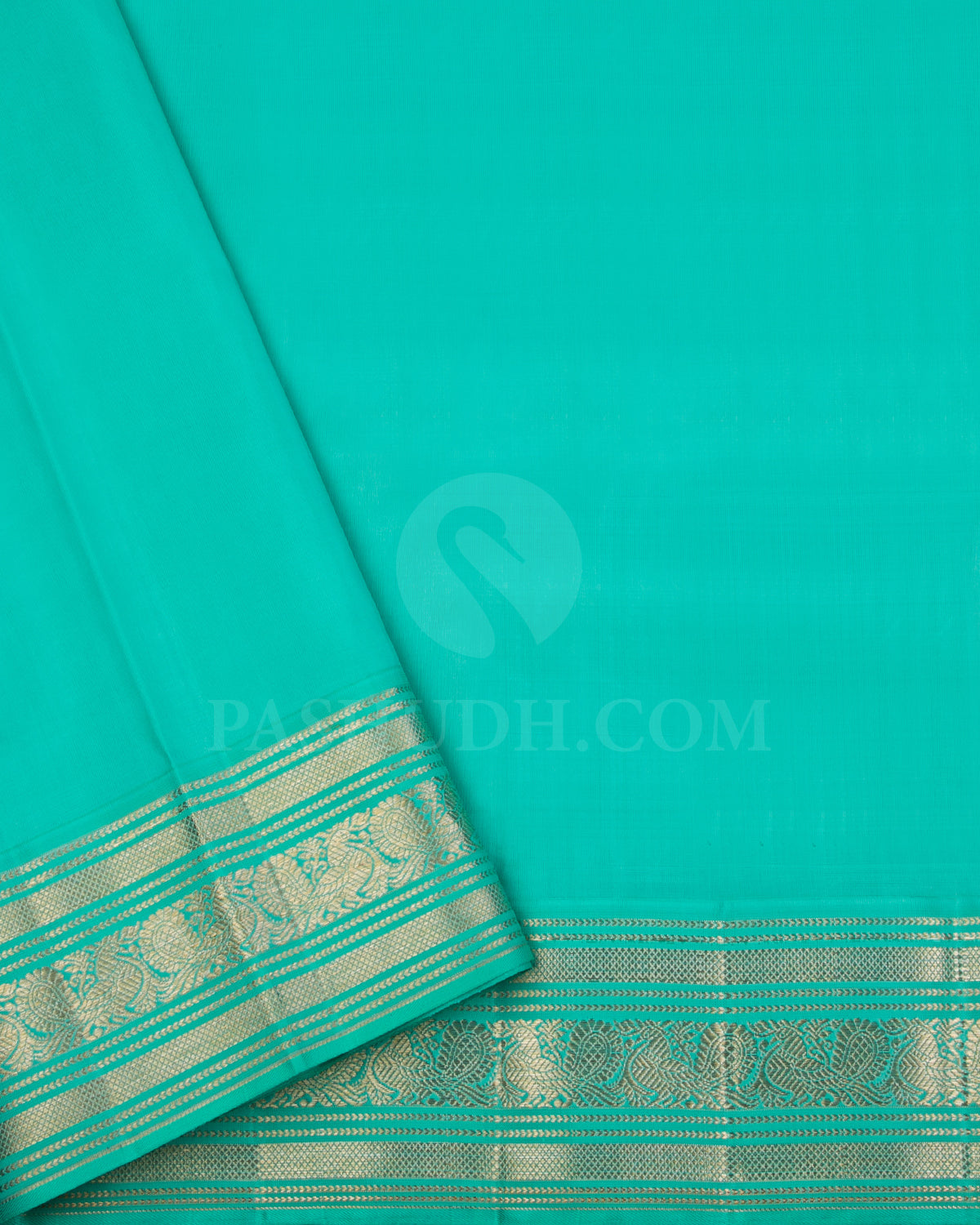 Cream And Sea Green Kanjivaram Silk Saree - S1296(A)