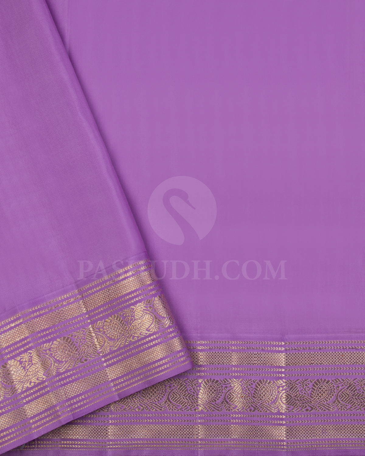 Cream And Lavender Kanjivaram Silk Saree - S1296(B)