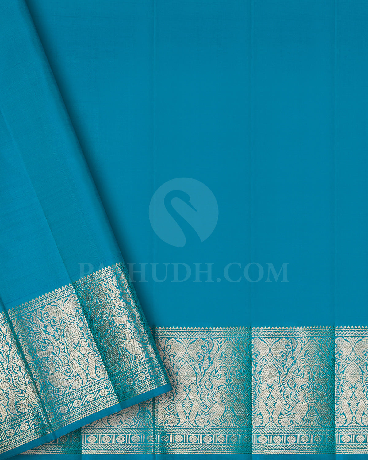 Royal Blue And Anandha Blue Kanjivaram Silk Saree - S1227(B)