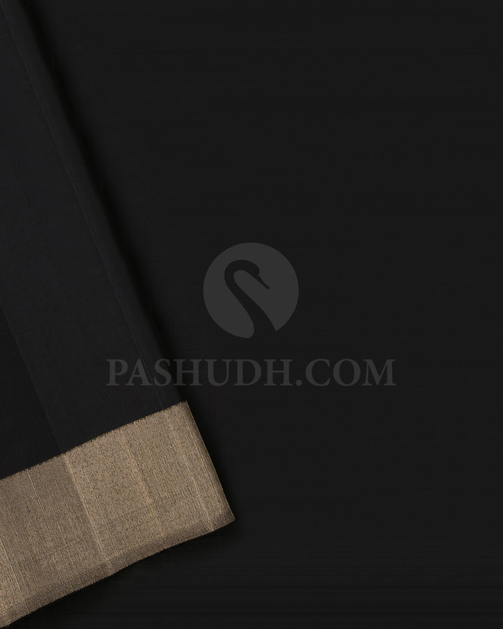 Light Green, Lavender, Pastel Orange And Black Kanjivaram Silk Saree - S1199(C)