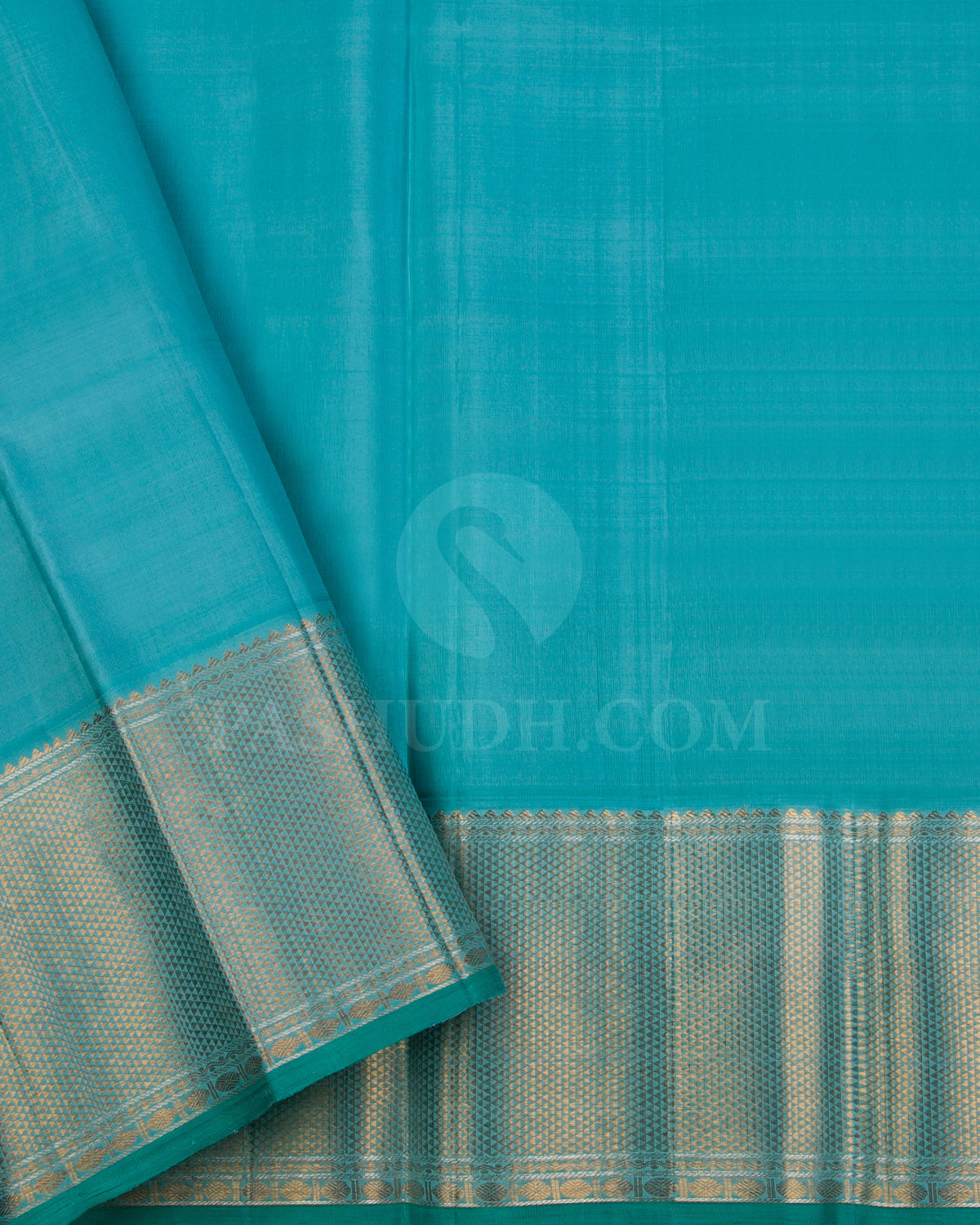 Off White And Teal Blue Kanjivaram Silk Saree - S1297(A)