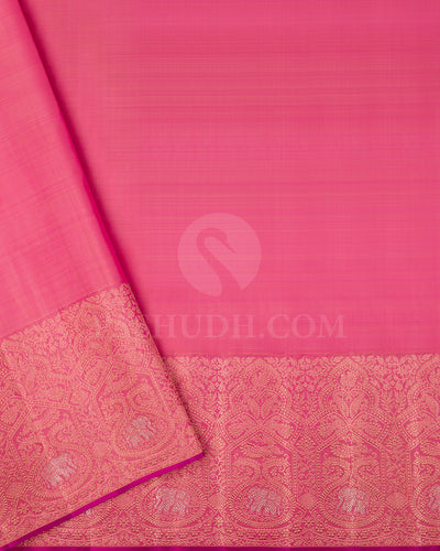 Cyan and Watermelon Pink Kanjivaram Silk Saree - S1325(A)