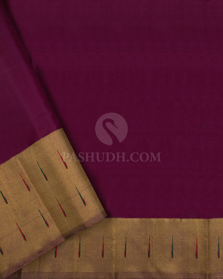 Heather Purple Pure Zari Kanjivaram Silk Saree with Paithani Border - P133(C) - View 3