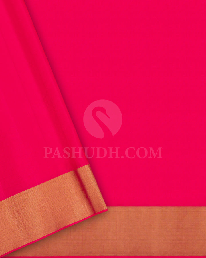 Forest Green and Bright Pink Soft Silk Saree - AC13
