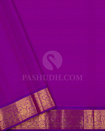 Dual Toned Green And Violet Traditional Kanjivaram Silk Saree - SVJ67