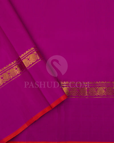 Pear Green And Magenta Kanjivaram Silk Saree - BKF8