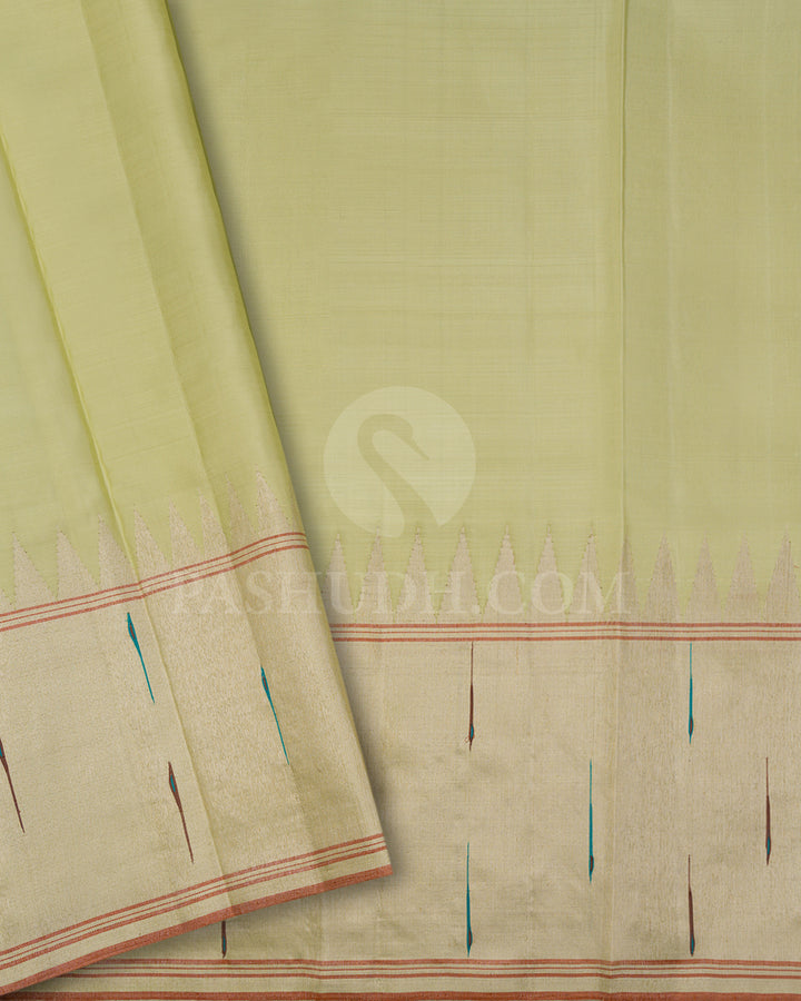 Parrot Green And Light Green Kanjivaram Silk Saree - S1407(A)