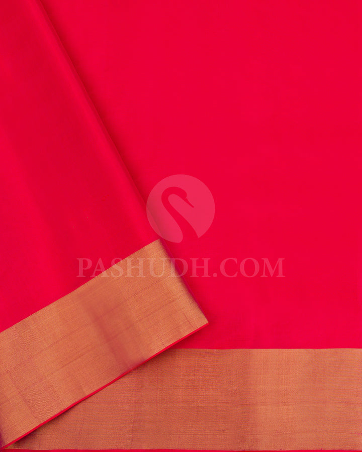 Reddish Pink and Blue Green Soft Silk Saree - AC53