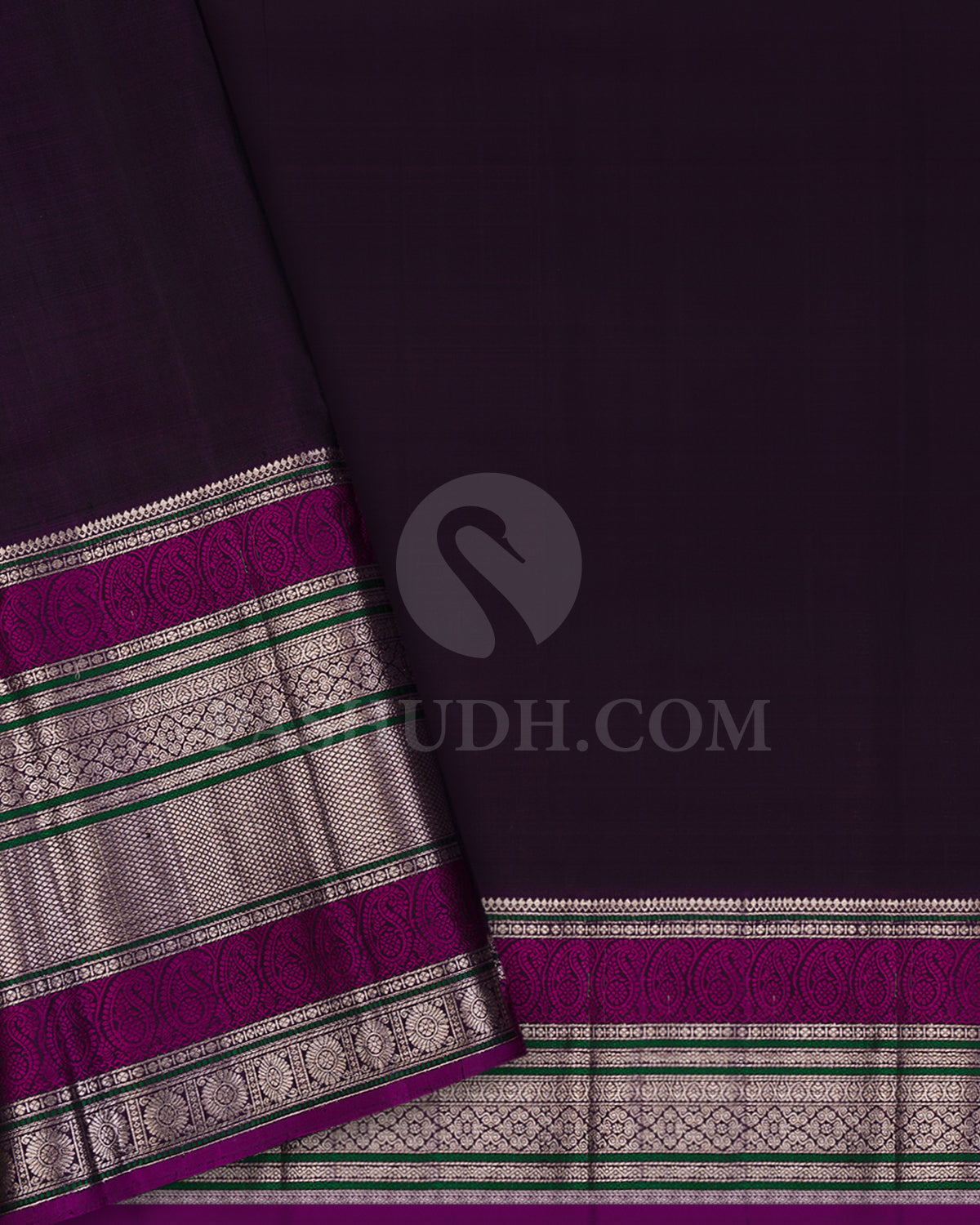 Gold Silver And Magenta Shimmer Organza Kanjivaram Silk Saree - S1418(A)